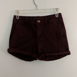 American eagle maroon super stretch shorts